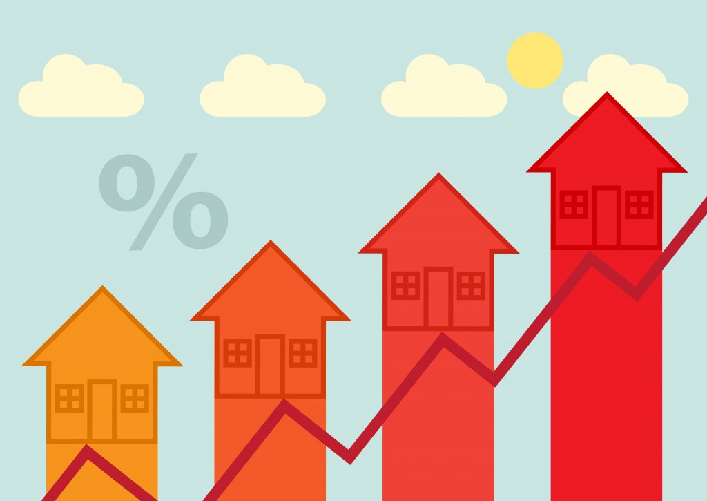 Arrow heads, symbolizing rising property, finance, tax or mortgage rates.