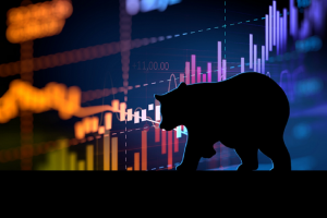 Image of a bear’s silhouette on a chart, representing the threat of a bear market