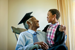 Image of a grandfather with his grandson