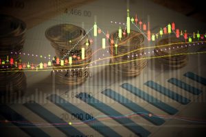 Image of coins and charts, representing assets accumulating in a bond fund.