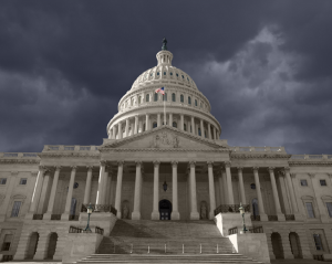 Image of a foreboding sky over the capitol building