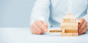 Image of blocks built into the shape of a home, representing a mortgage