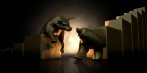 Image of a bull and bear, representing changes in gold prices