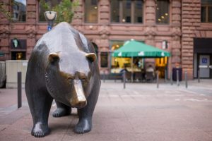 Image of a bear statue, representing a bear market in stocks