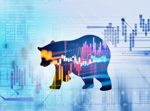 Image of a bear with a stock chart, representing a bear market