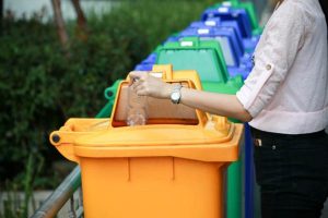 Image of a line of recycling bins