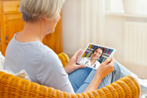 Image of a senior woman using telemedicine