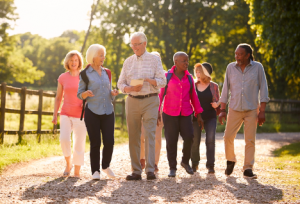 Happy Seniors Walking