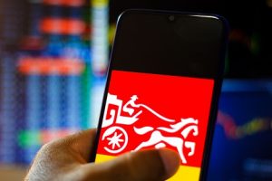 Image of the Wells Fargo logo displayed on a smartphone screen