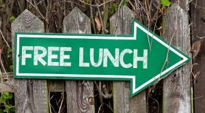 Image of a green sign saying “Free Lunch”