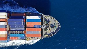 Aerial image of a container ship