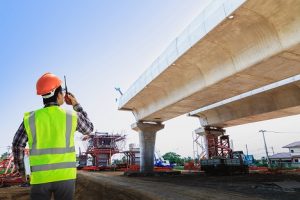 Engineers are working on road construction, reflecting theme of municipal bonds