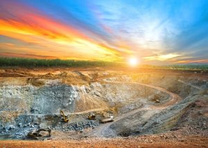 Image of a sunlit opencast quarry