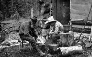 Image of miners with a gold pan