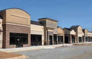 Image of suburban storefronts under construction