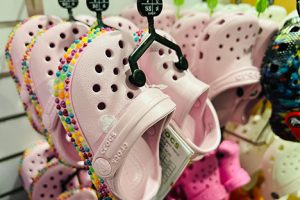 Image of Crocs hanging in a store