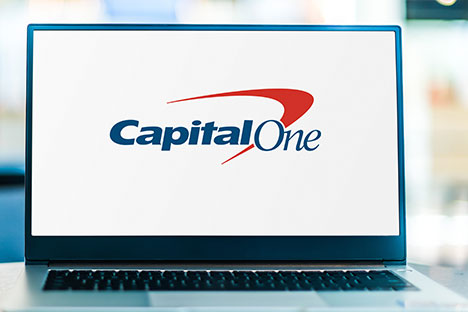 Image of the Capital One logo on laptop