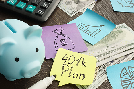 Image of 401(k) plan written on a sticky note
