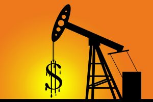 An oil pump pulling up a dollar sign