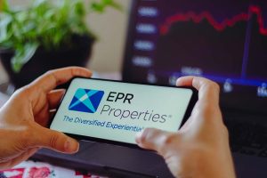 A smartphone showing the logo for EPR Properties