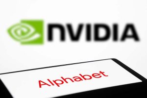 Logos for Nvidia and Alphabet