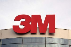 The 3M logo on the side of a building