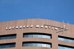 The Lockheed Martin logo on the side of a building