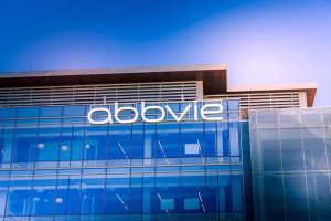 The AbbVie logo on the side of a building