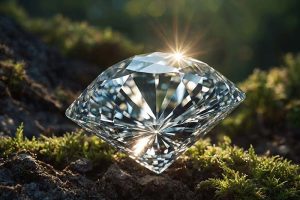 A diamond sitting in the grass