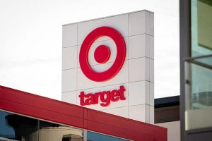 The Target logo on the side of a Target store
