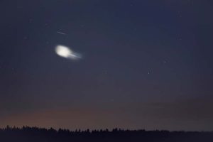An unidentified flying object in the night sky