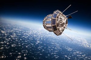 A satellite orbiting Earth