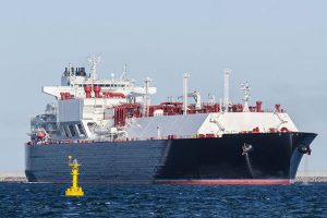 A tanker transporting liquefied natural gas