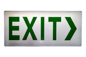 A green “EXIT” sign