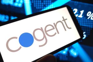 The Cogent Communications logo on a smartphone