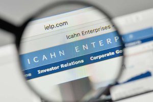 “Icahn Enterprises” under a magnifying glass on a computer screen