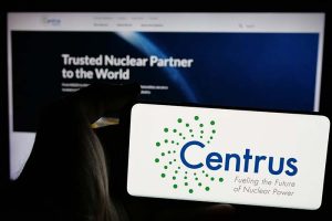 The Centrus Energy logo on a smartphone