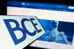 The BCE logo on a smartphone