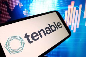 The Tenable Holdings logo on a smartphone