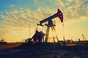 A pumpjack in an oilfield