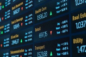 A screen showing the gains and losses of various market sectors