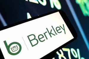 The logo for W.R. Berkley on a smartphone