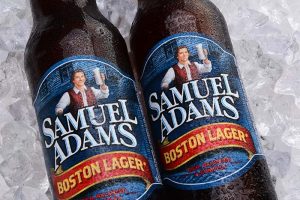Two bottles of Samuel Adams Boston Lager