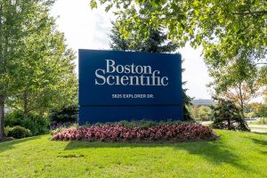 A sign showing the Boston Scientific logo